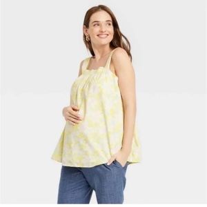 The Nines by Hatch Yellow Floral Maternity Sleeveless Top S